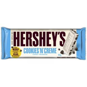 HERSHEY'S - COOKIES 'N' CREME- Full Size Candy Bar, 43g